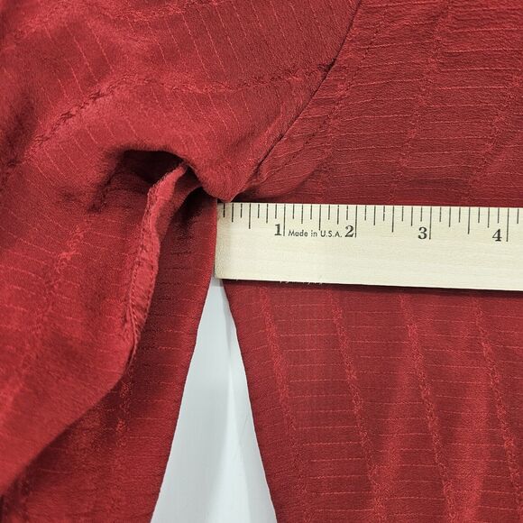 Pancaldi & B Mens‎ 16.5 42 Shirt 100% Silk Red Button Up Long Sleeve Made Italy - Picture 8 of 13
